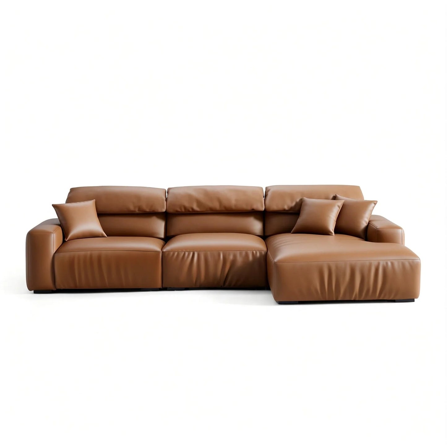 Chestnut Brown Leather Sectional