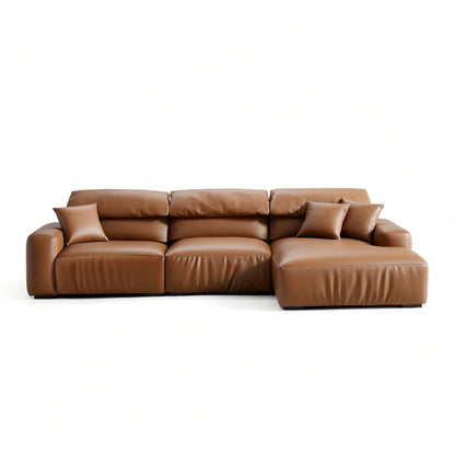 Chestnut Brown Leather Sectional
