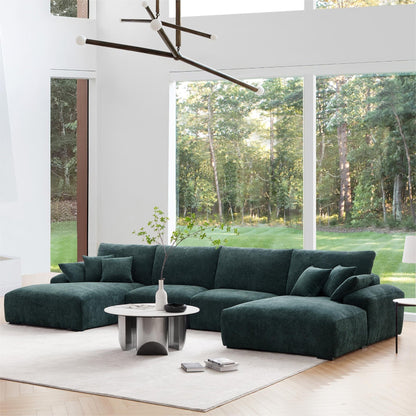 The Empress Gray U Shaped Sectional Sofa-Green