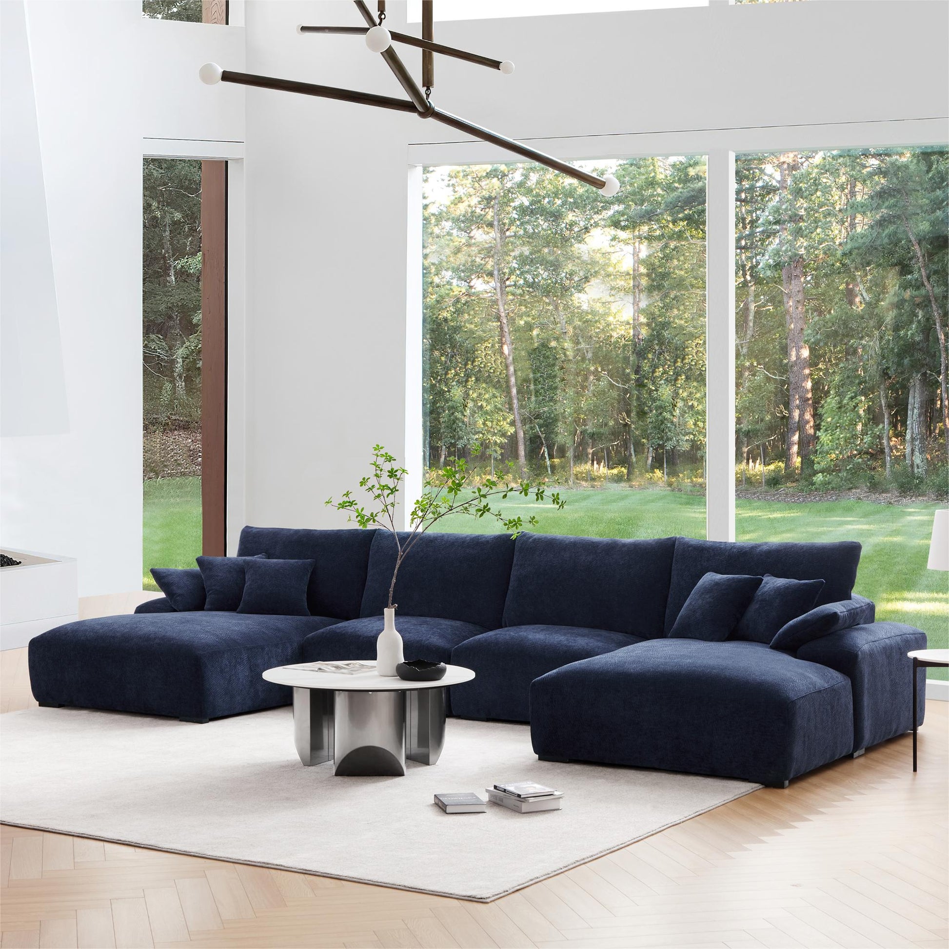 The Empress Navy Blue U Shaped Sectional-Navy Blue
