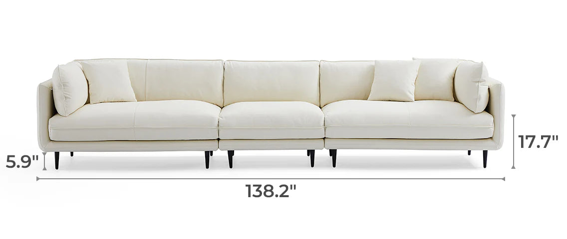 Vanilla White Leather Sofa