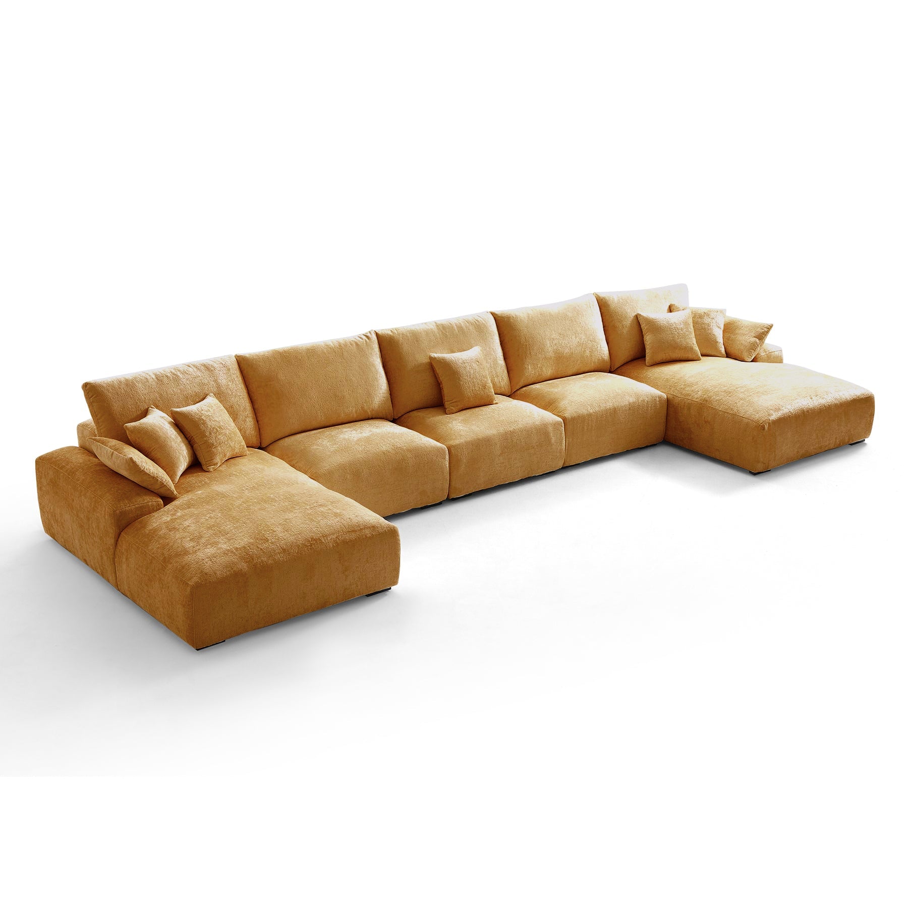 The Empress Beige U Shaped Sectional Sofa-Yellow-196.9"