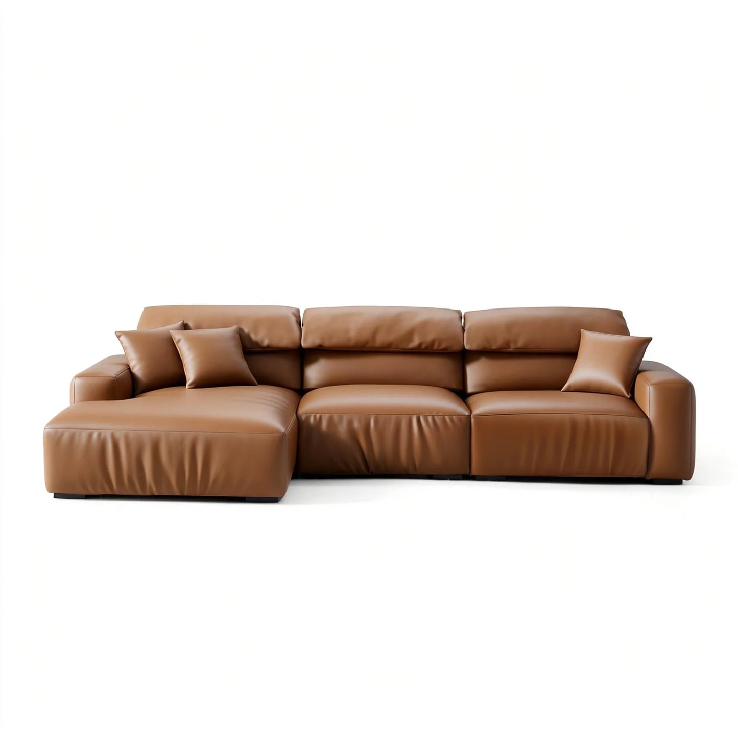 Chestnut Brown Leather Sectional