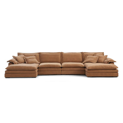 Sandwich Double Chaise Sectional Camel / Air Leather