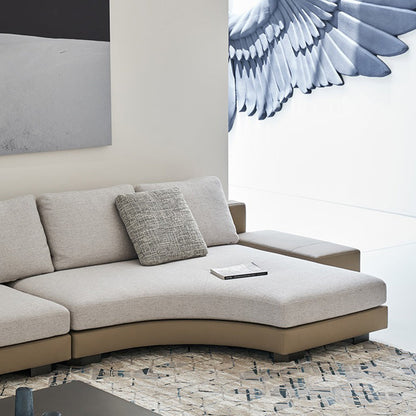 Arles Curved Gray Fabric Sectional-Gray
