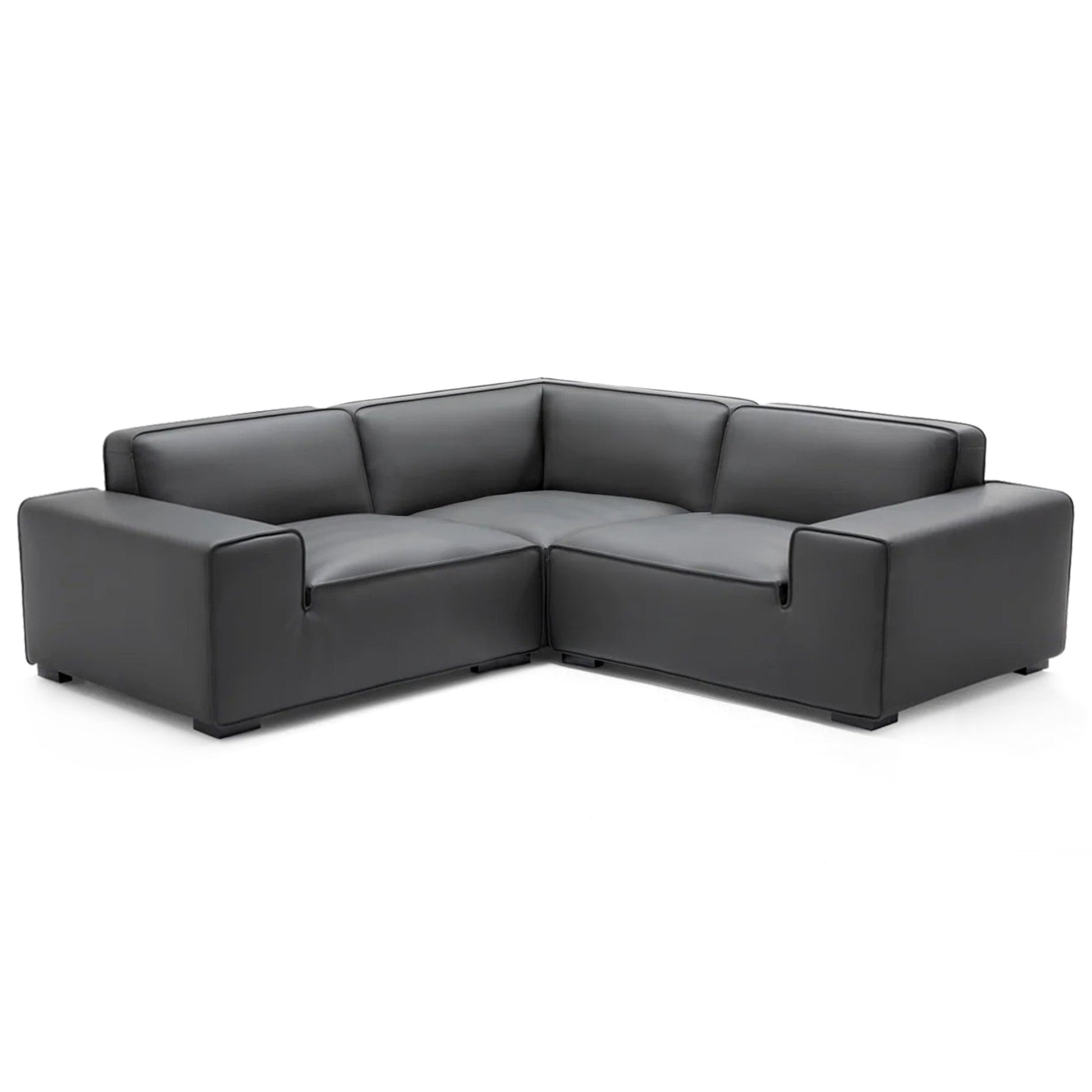 Domus Modular Dark Gray Leather L Shaped Sectional-Dark Gray-3 Seater(91.3")