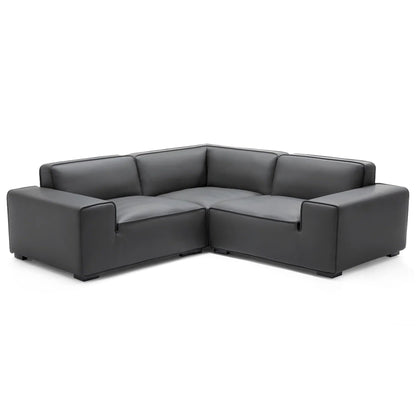 Domus Modular Dark Gray Leather L Shaped Sectional-Dark Gray-3 Seater(91.3")