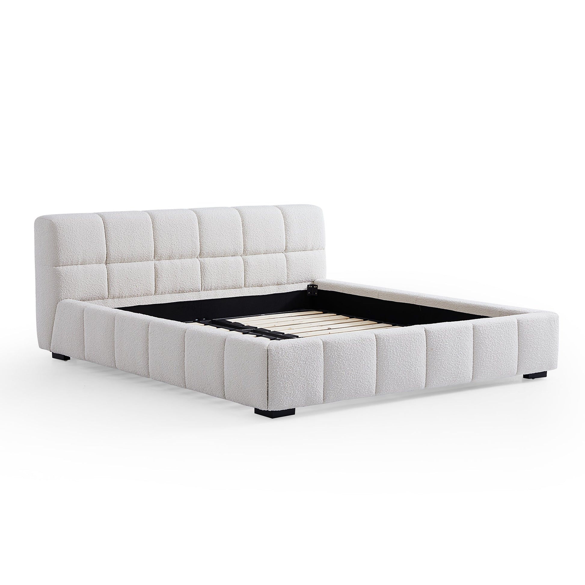 Cushy Boucle Fabric Bed-White