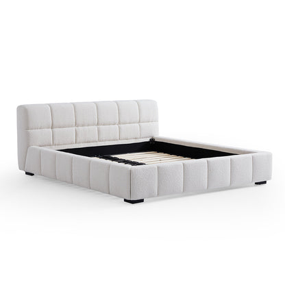 Cushy Boucle Fabric Bed-White