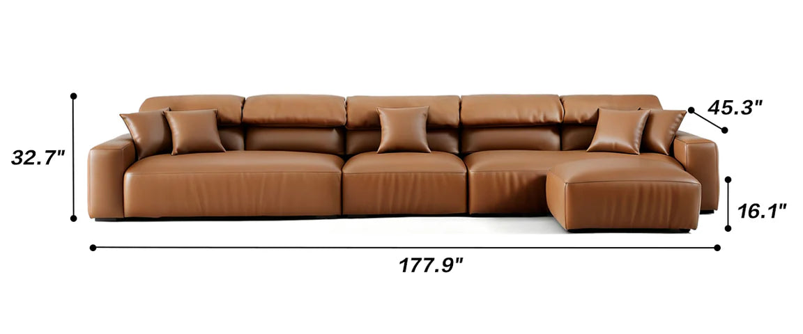 Chestnut Brown Leather Sofa and Ottoman