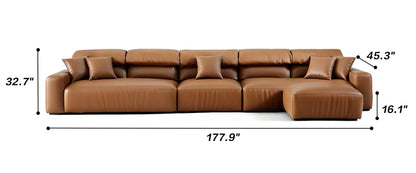 Chestnut Brown Leather Sofa and Ottoman