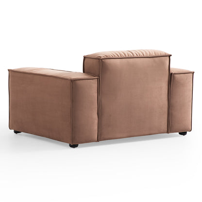 Luxury Minimalist Brown Fabric Sectional Set-Brown