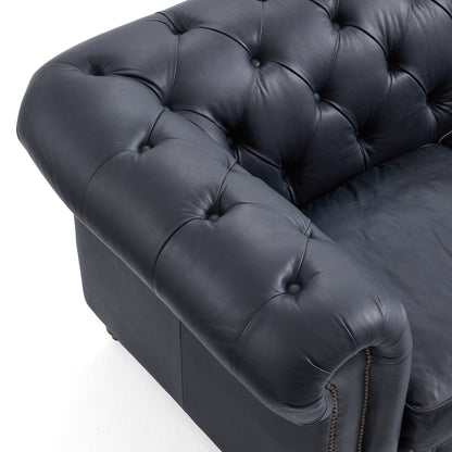 Durango Chesterfield Top Grain Leather Tufted Sofa-Black