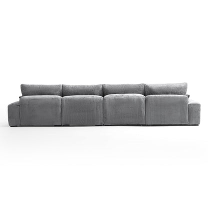 The Empress Beige U-Shaped Sectional Sofa-Gray-161.4"