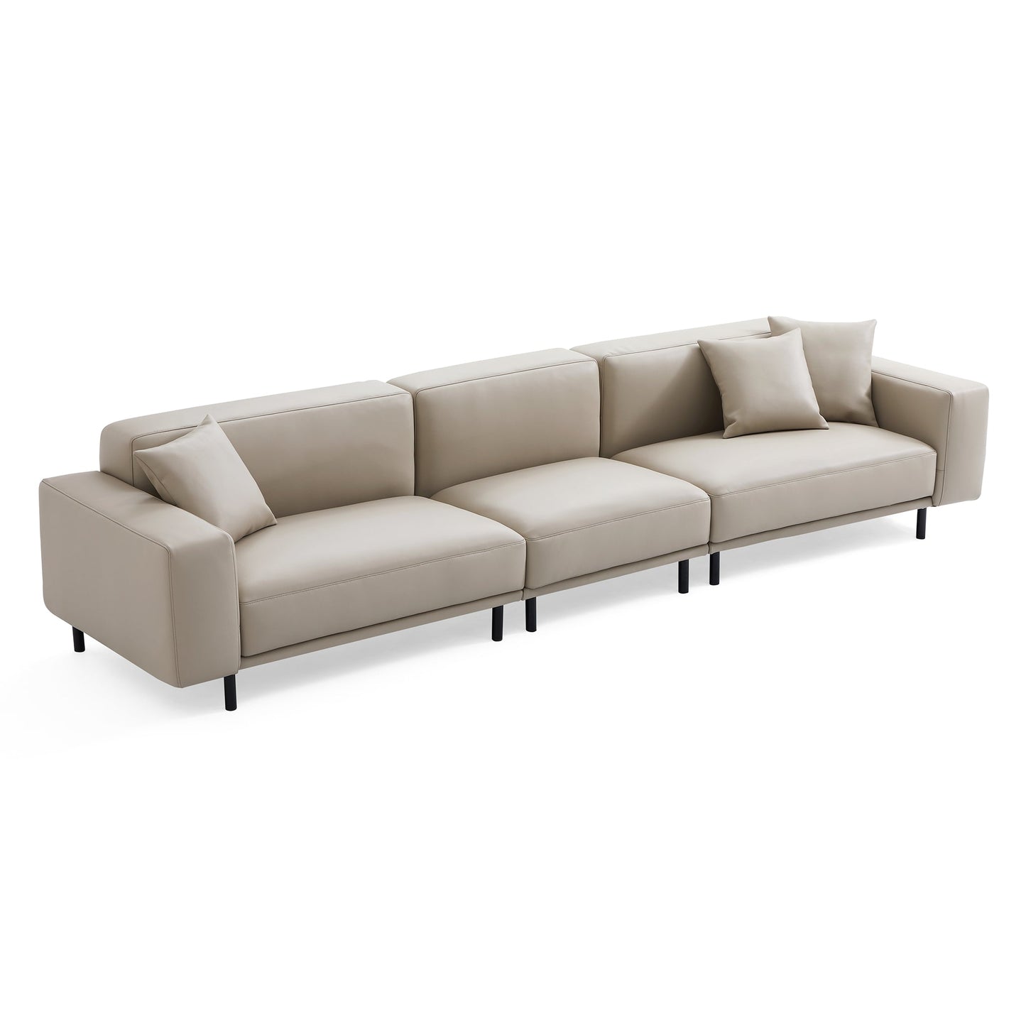 Noble Dark Gray Leather Sofa-Beige-144.9″