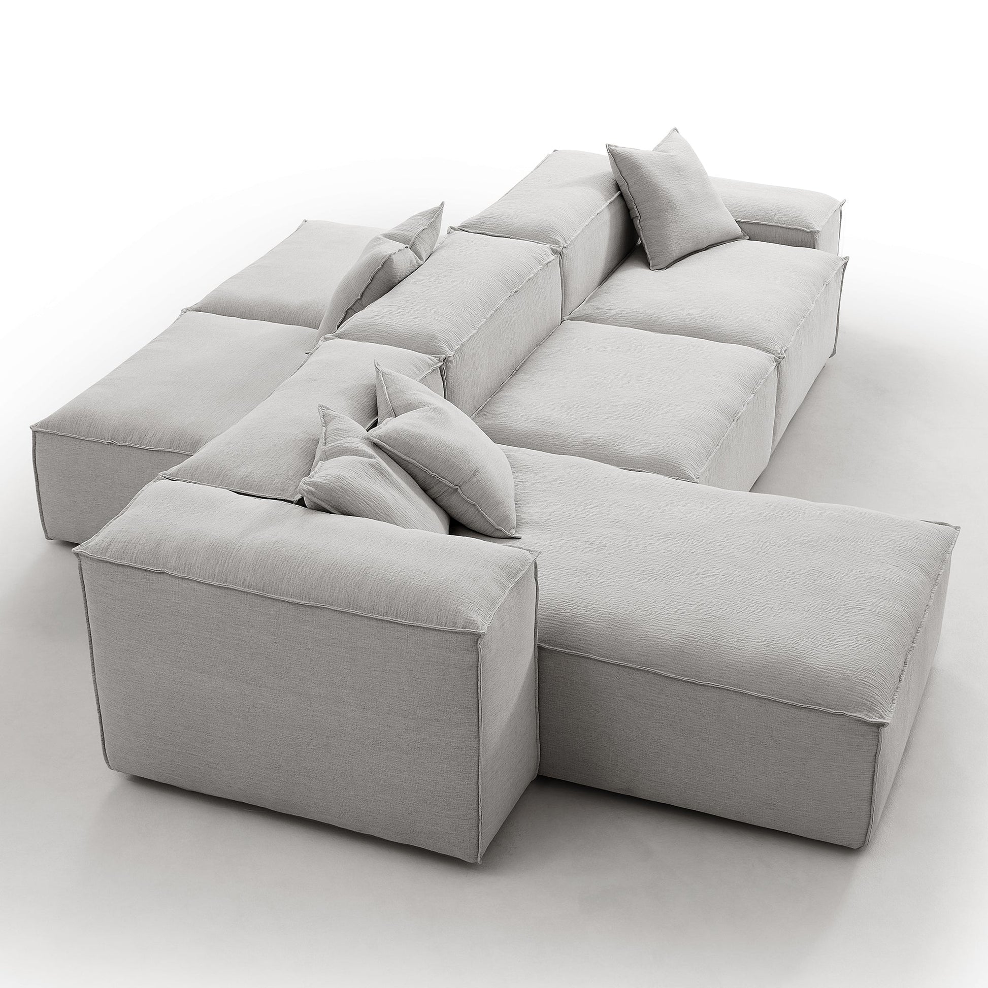 Freedom Modular White Double Sided Sectional Sofa-Gray-143.7″-Low & High