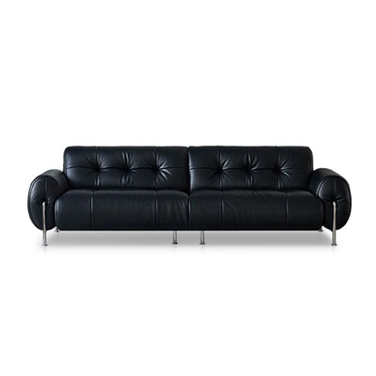 Banning Vintage Leather Sofa-Black-110.2"