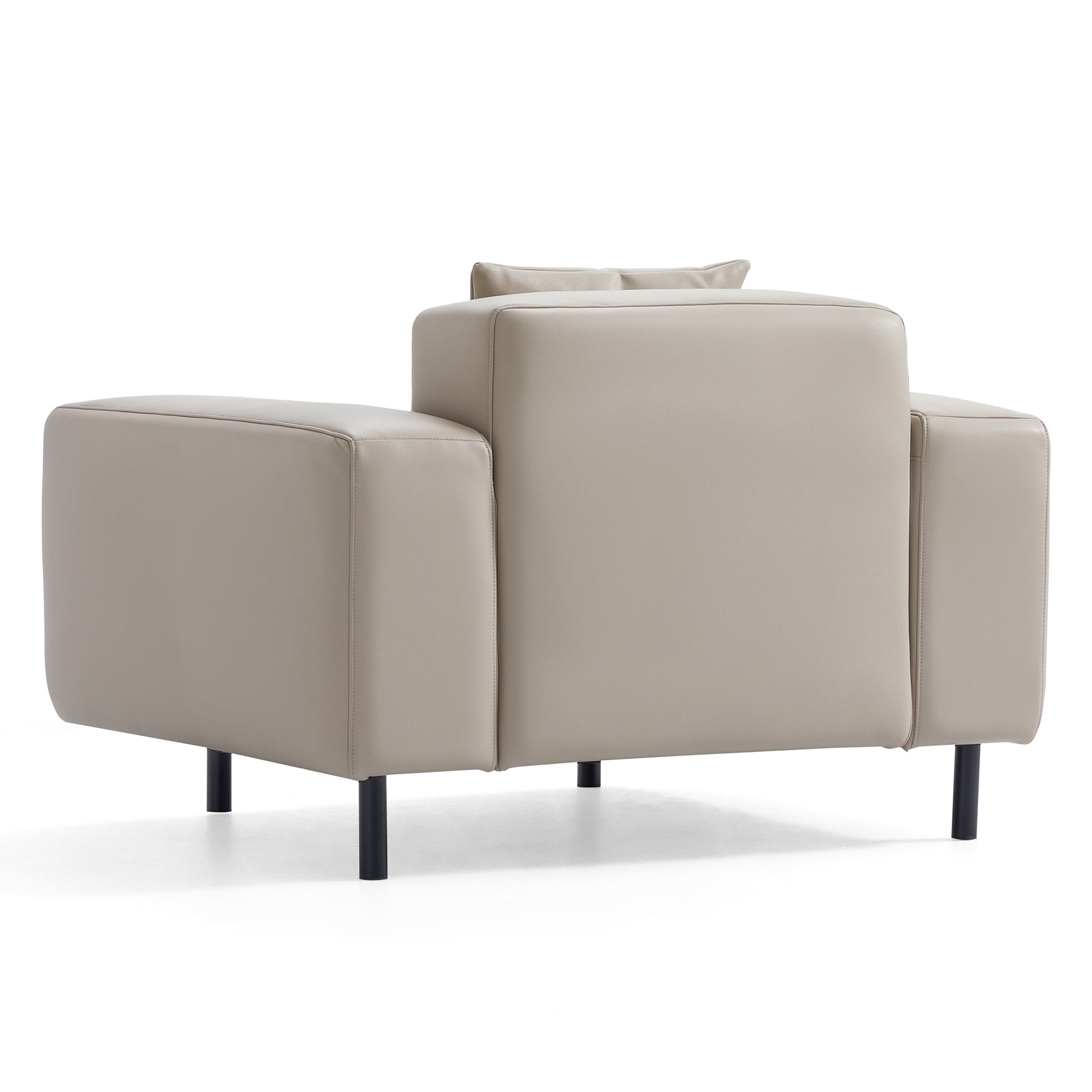 Noble Dark Gray Leather Armchair-Beige