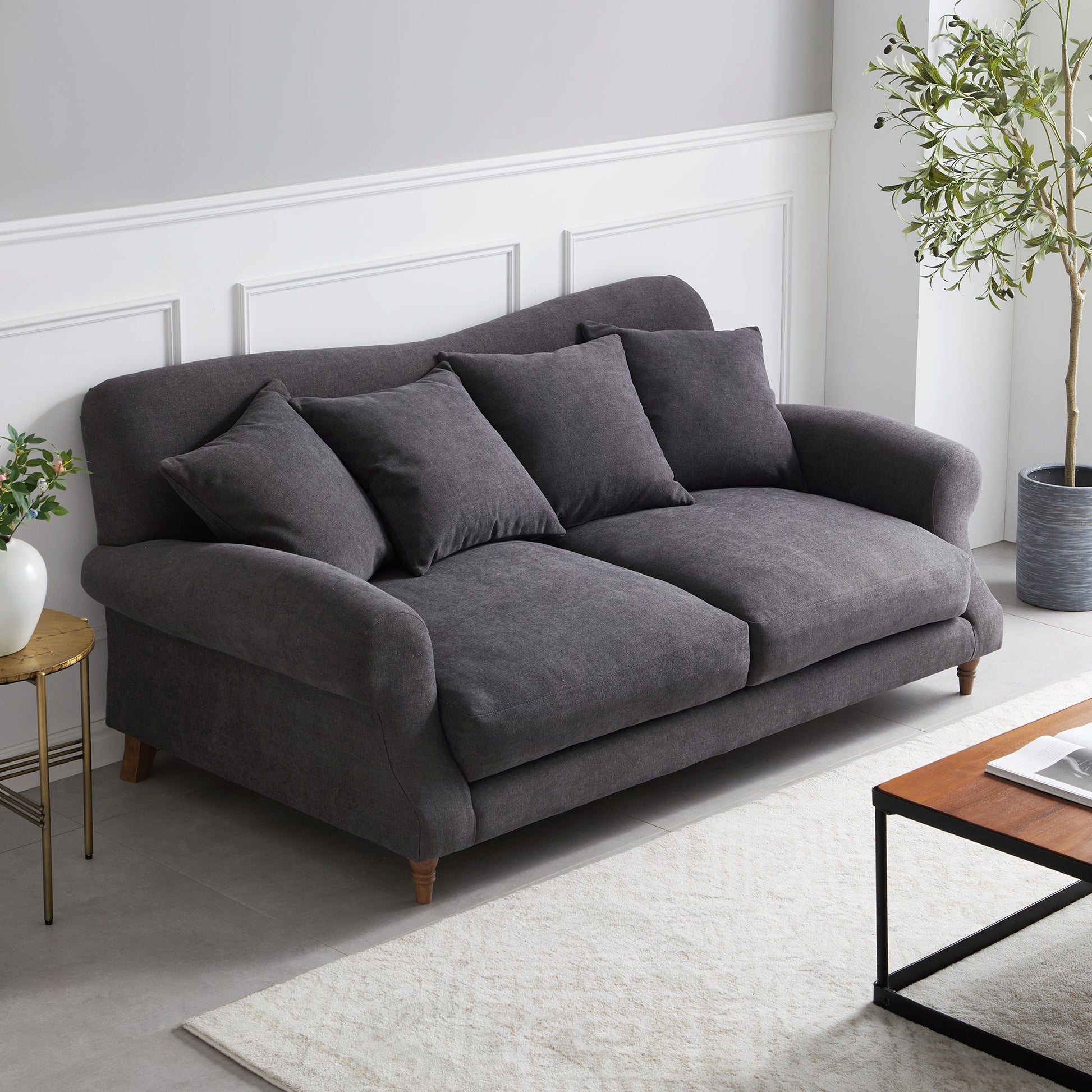 Isabelle Vintage Gray Fabric Sofa-Gray