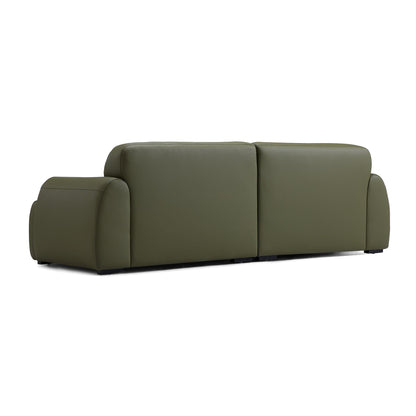 Brenley Modern Italian Leather Sofa-Olive