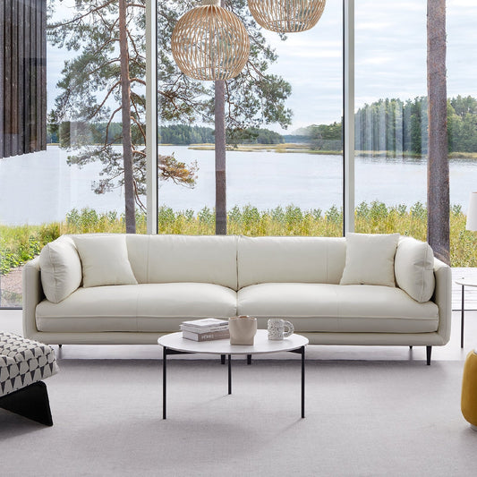 Vanilla White Leather Sofa-White