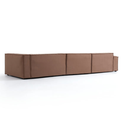 Luxury Minimalist Brown Fabric Sectional-Brown-145.7"-Facing Right