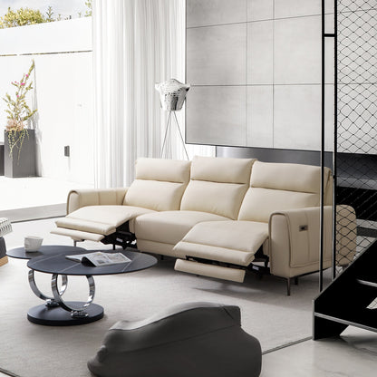 Louis Leather Power Recliner Sofa-Beige