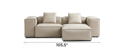 Cube Modular Beige Genuine Leather Double-Sided Sectional