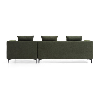 Jungle L Shaped Green Fabric Sectional Sofa With Chaise-Green
