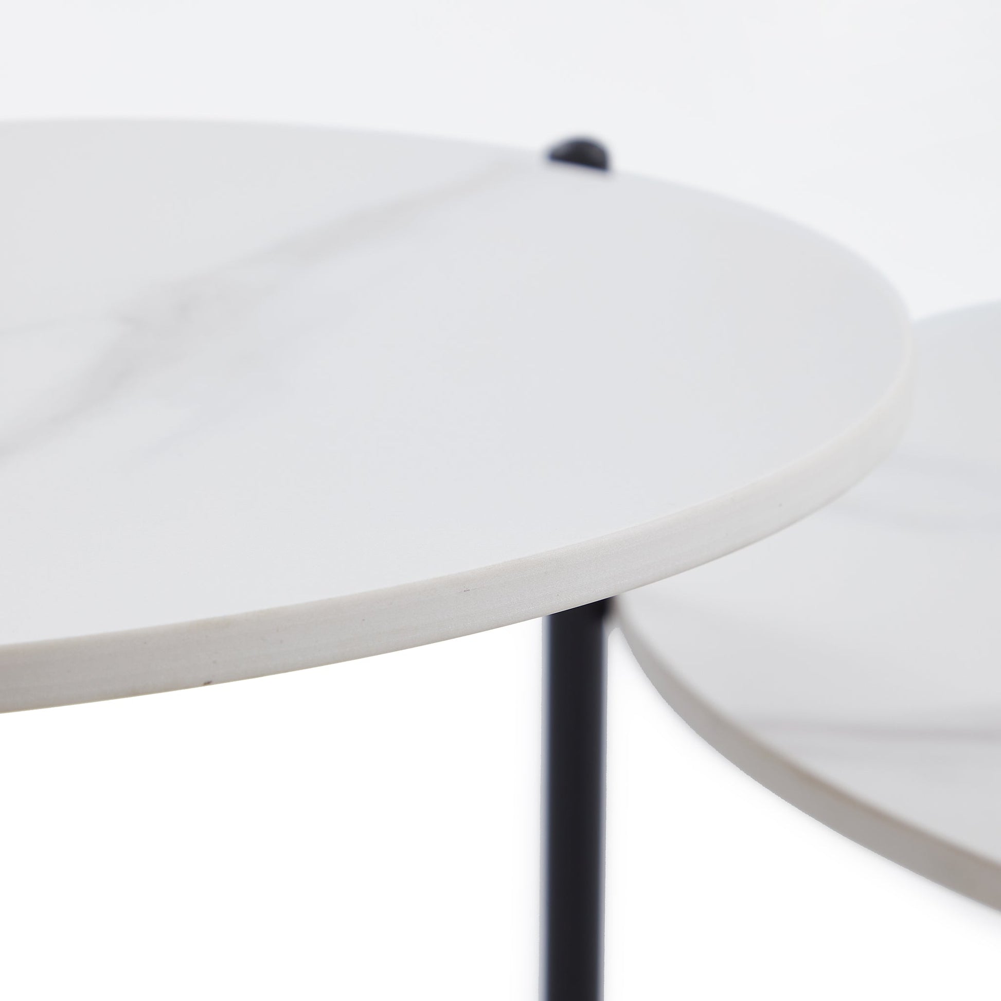 Milan White Marble Coffee Table Set-White-31.5″ & 19.7″