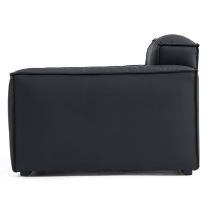 Luxury Minimalist Leather Black Sofa Set-Black
