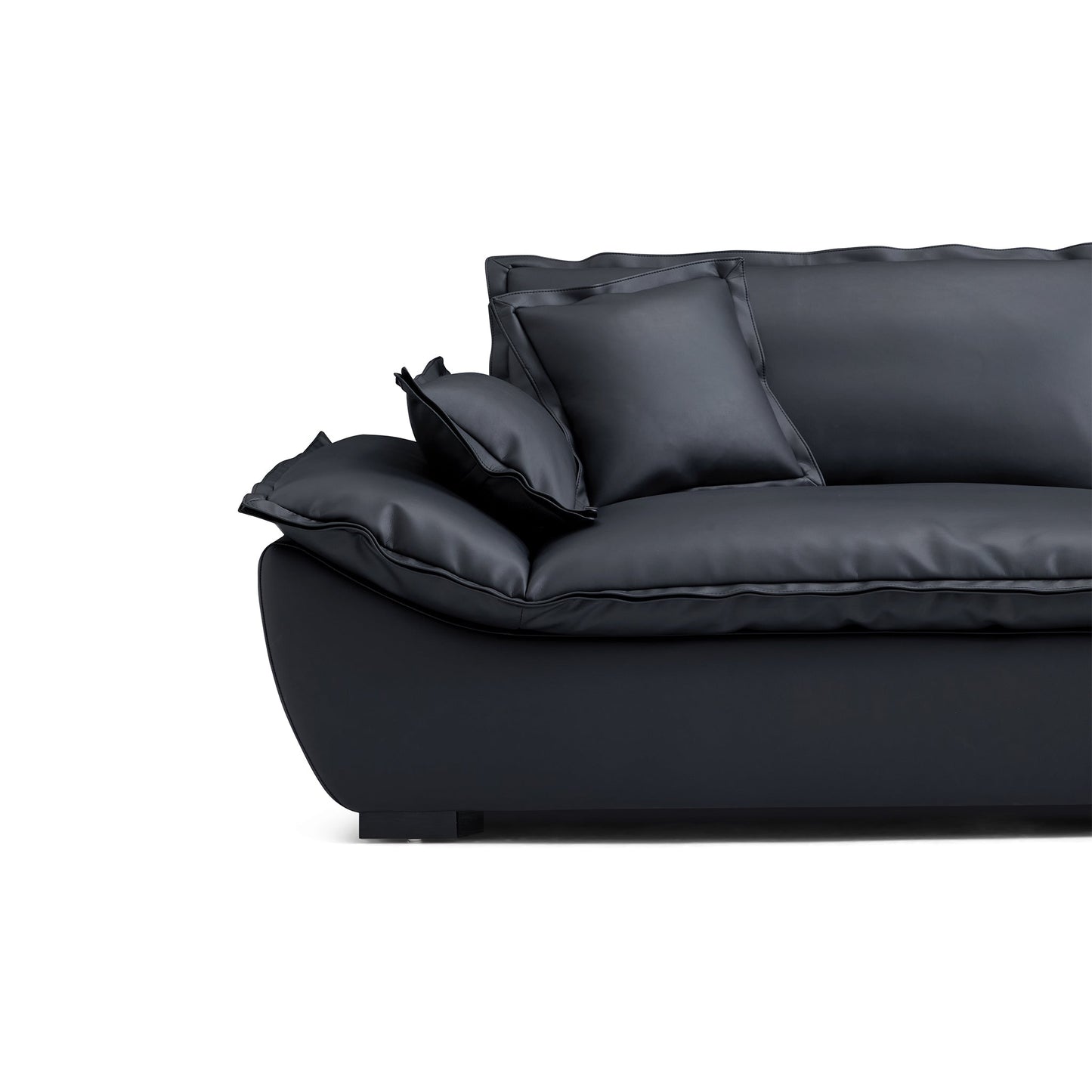 Casper Sailboat Leather Sofa-Black