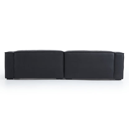 Luxury Minimalist Black Leather Daybed Sofa-Black-111.8"