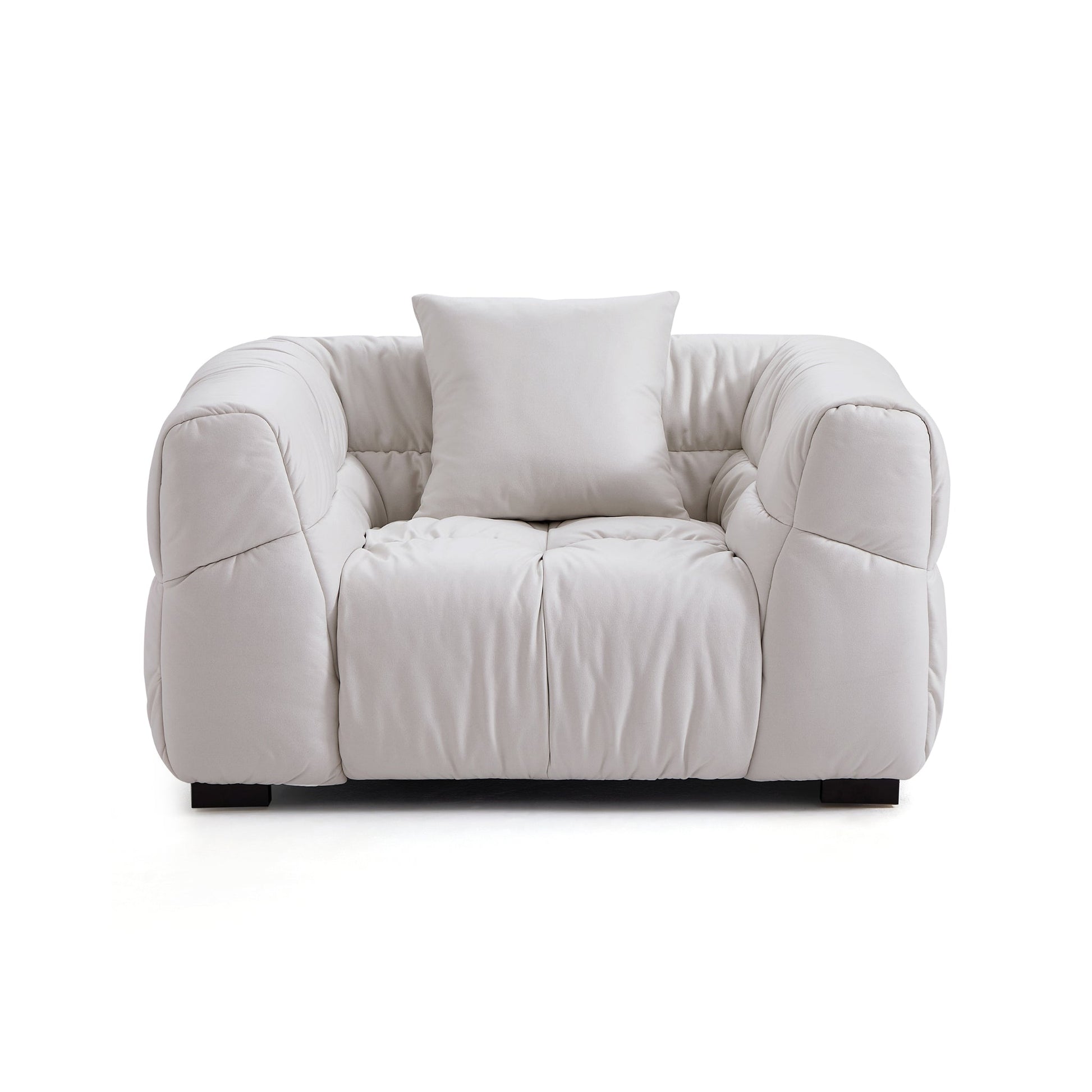 Boba Cream Leathaire Armchair-hidden