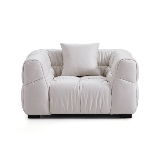 Boba Cream Leathaire Armchair-hidden