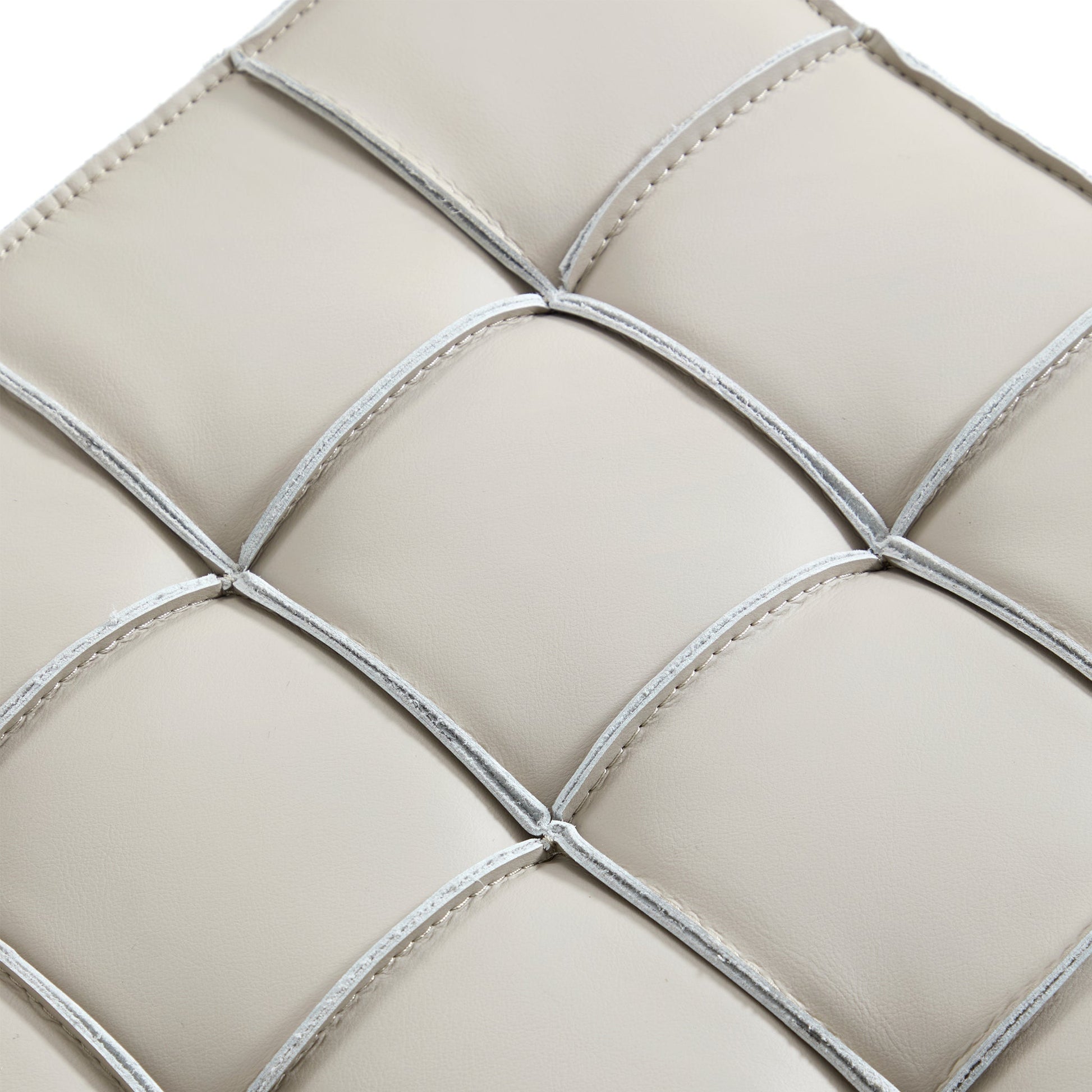 Monarch Leather Tufted Cube Pouf-Beige