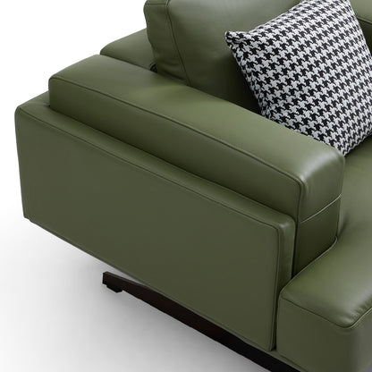 Olivia Green Top Grain Genuine Leather Armchair-Green