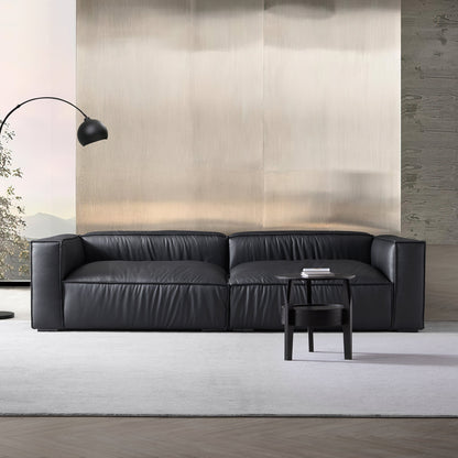 Luxury Minimalist Black Leather Daybed Sofa-Black