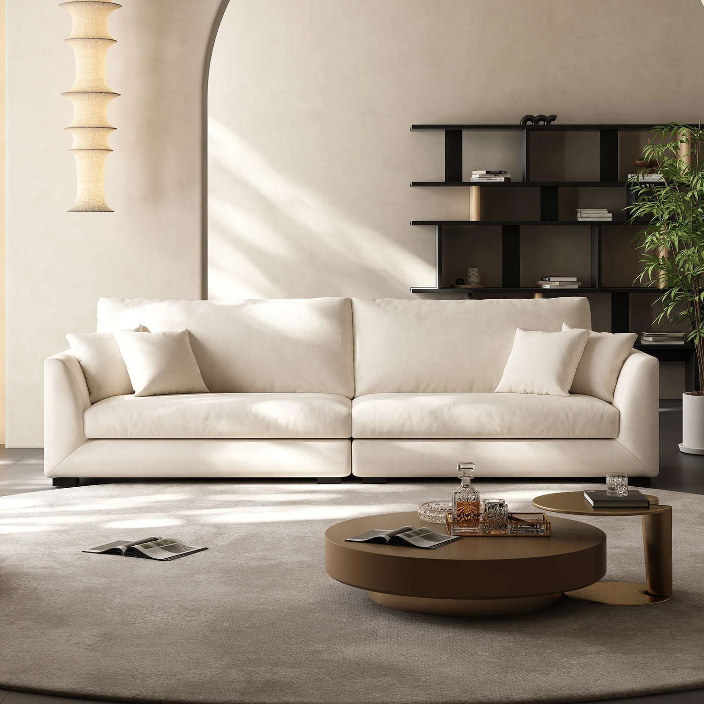 Aalto Boutique Beige Feathers Loveseat / Beige