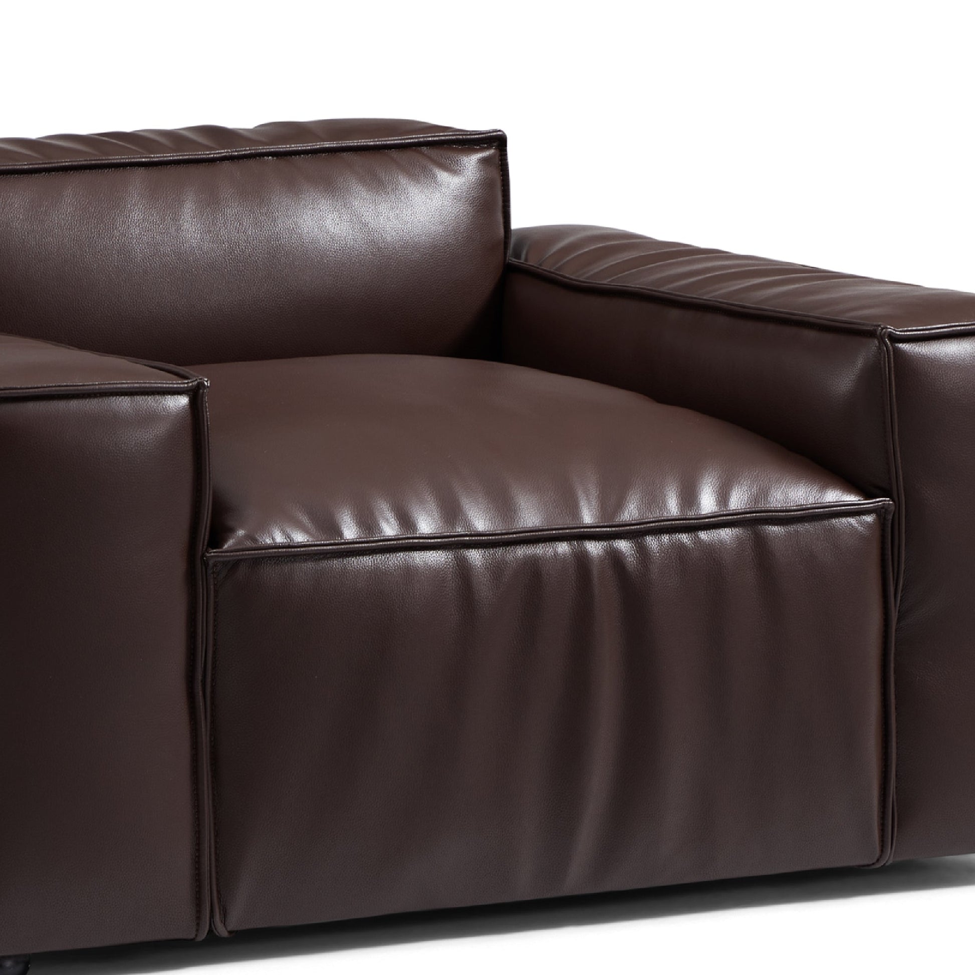 Luxury Minimalist Dark Brown Leather Armchair-Dark Brown