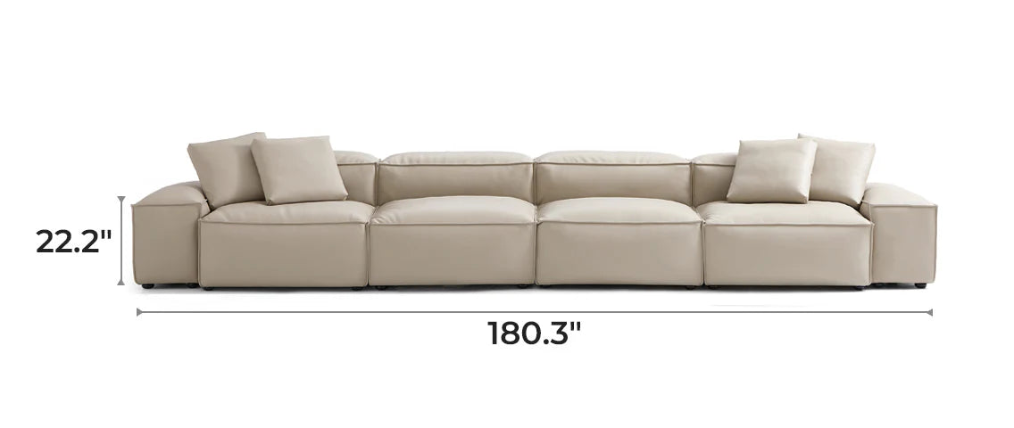 Cube Modular Beige Genuine Leather Sofa
