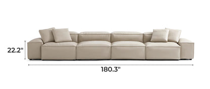 Cube Modular Beige Genuine Leather Sofa
