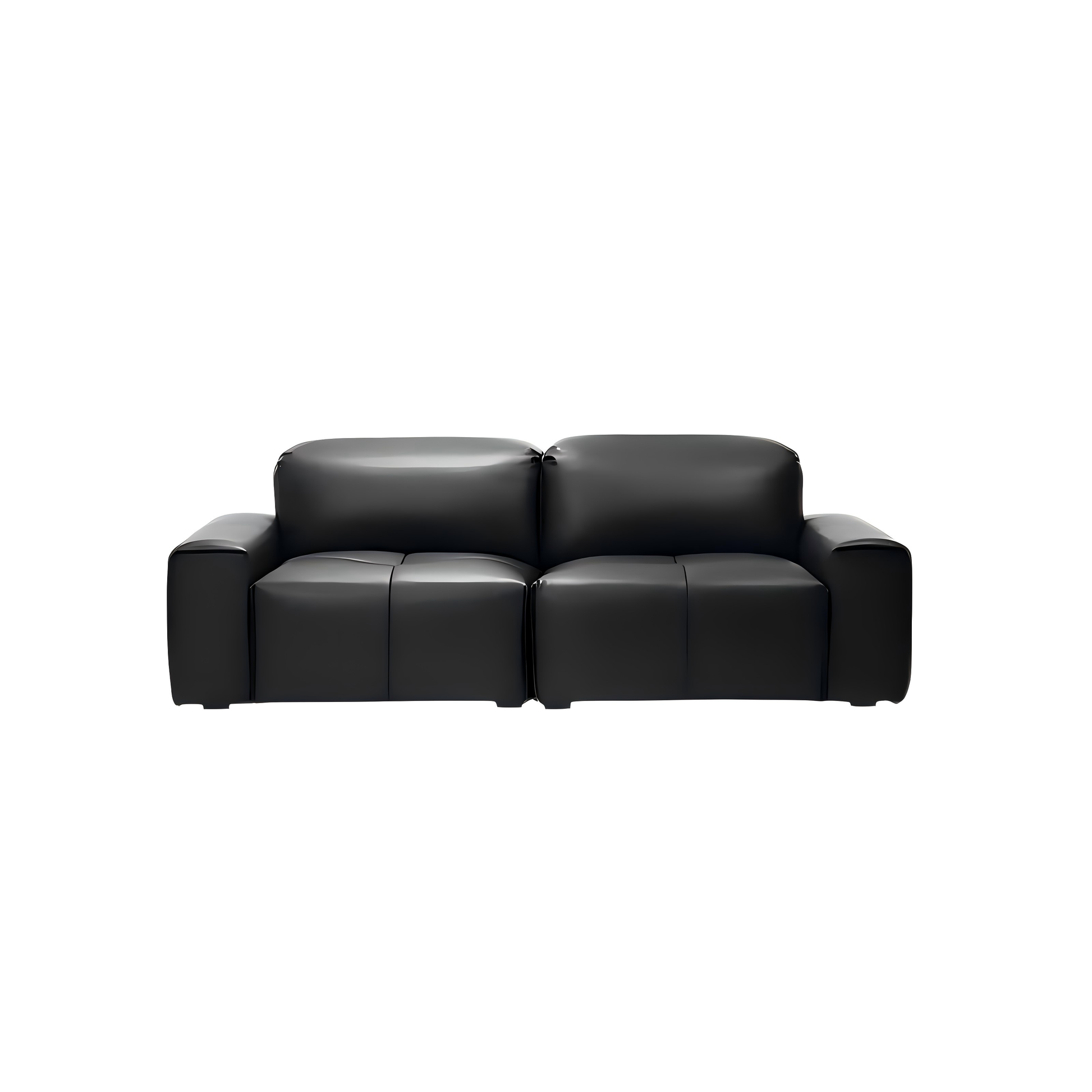 Nero Black Recliner Leather Lounge Sofa-Black-98.4"