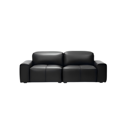 Nero Black Recliner Leather Lounge Sofa-Black-98.4"