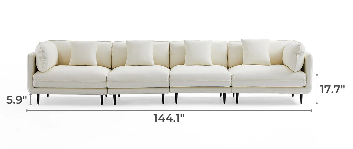 Vanilla White Leather Sofa