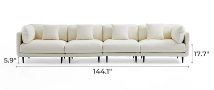 Vanilla White Leather Sofa