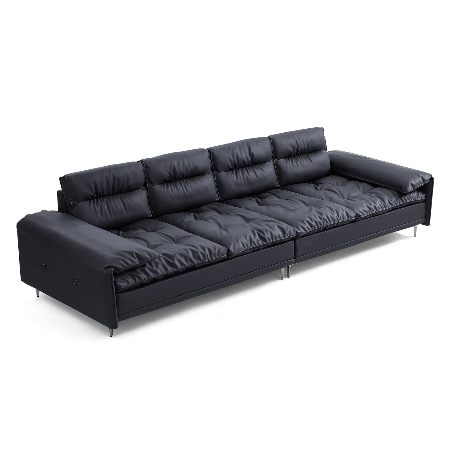 Lewis Black Leather Sailboat Sofa-Black