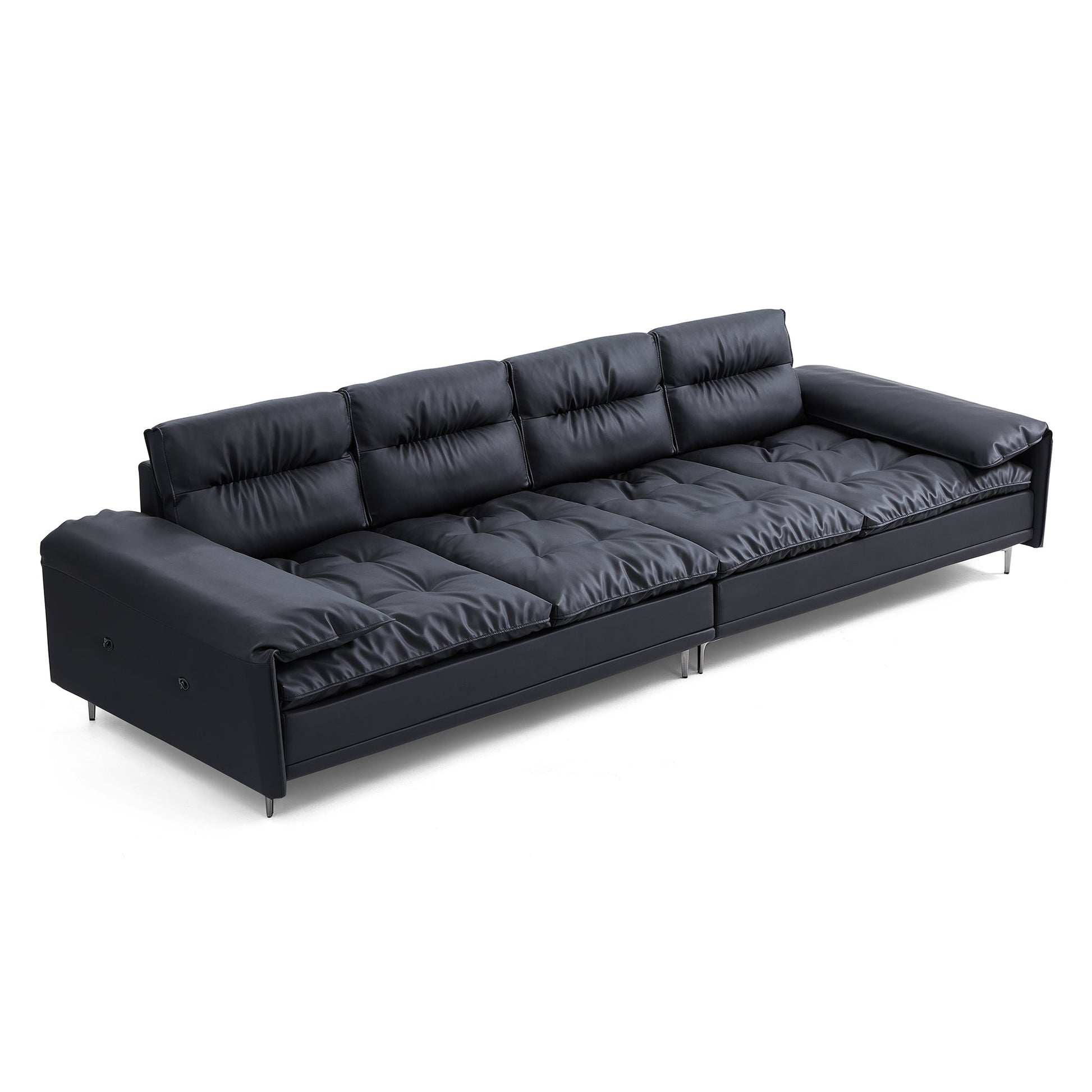 Lewis Black Leather Sailboat Sofa-Black