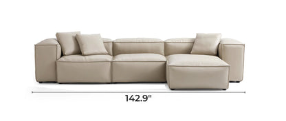 Cube Modular Beige Genuine Leather Double-Sided Sectional