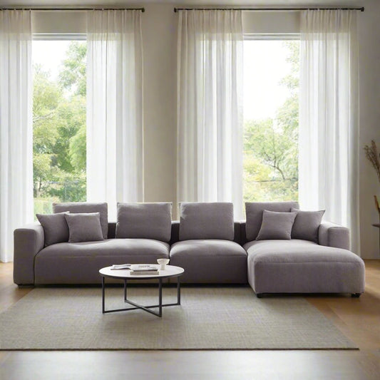 Nathan Modular Dark Gray Natural Linen Sectional Sofa-Dark Gray